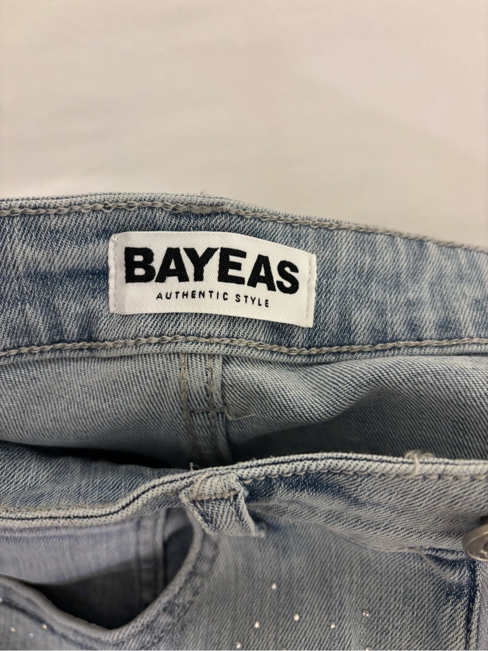 ✨ BAYEAS High Rise Rhinestone Lace Wide Leg Jeans - 27 - Picture 15 of 16